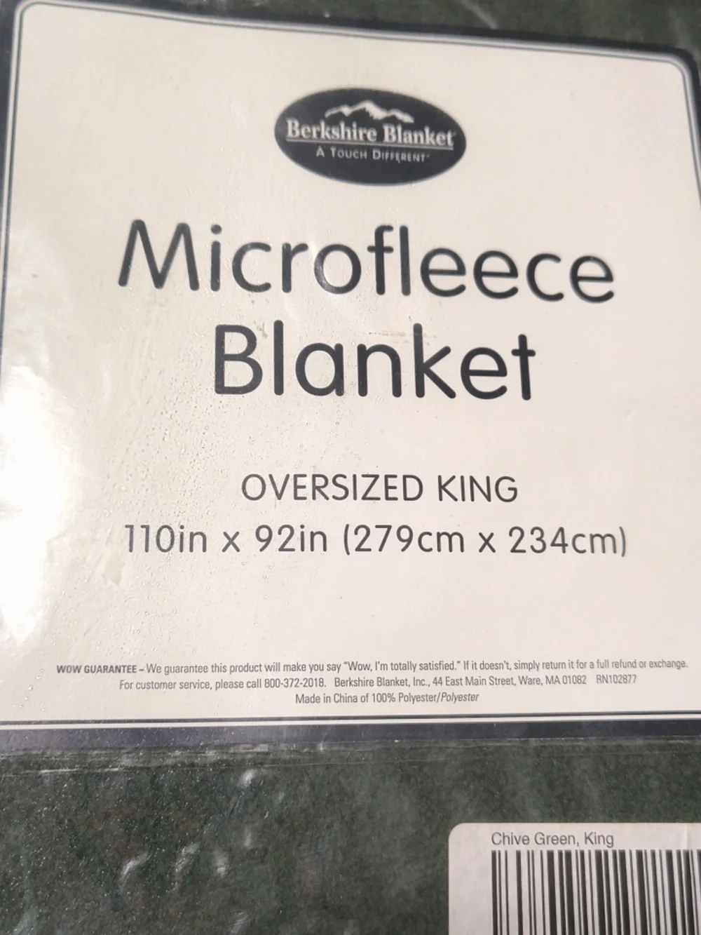 Berkshire Microfleece Blanket - Chive Green (Oversized King)